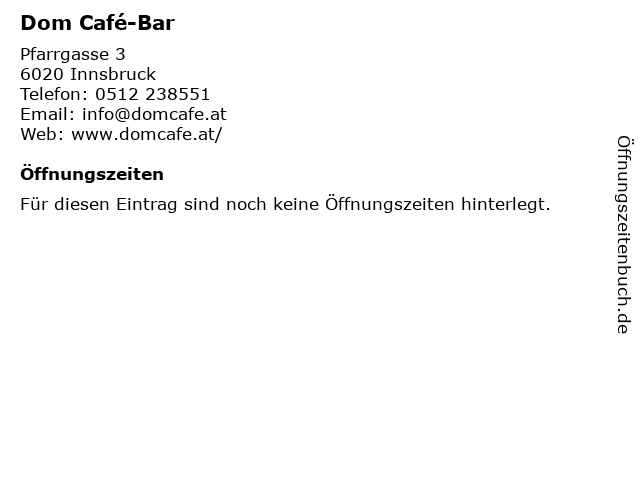 Dom Café-Bar in Innsbruck: Adresse und Öffnungszeiten