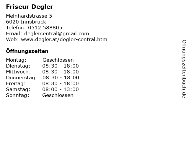 Friseur Degler in Innsbruck: Adresse und Öffnungszeiten