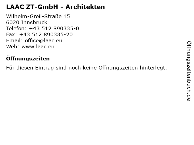 LAAC ZT-GmbH - Architekten in Innsbruck: Adresse und Öffnungszeiten