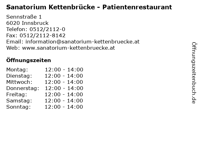 Sanatorium Kettenbrücke - Patientenrestaurant in Innsbruck: Adresse und Öffnungszeiten