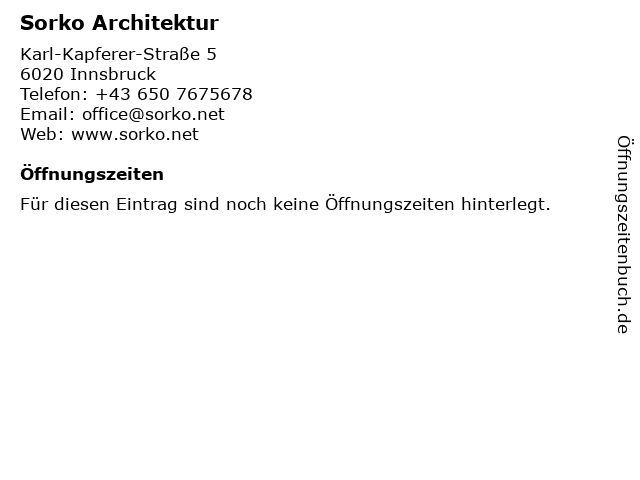 Sorko Architektur in Innsbruck: Adresse und Öffnungszeiten