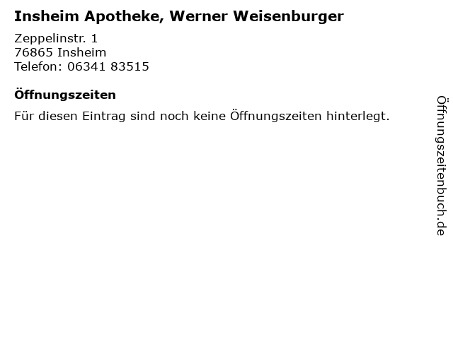 Insheim Apotheke, Werner Weisenburger in Insheim: Adresse und Öffnungszeiten