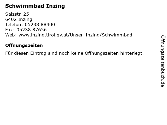 Schwimmbad Inzing in Inzing: Adresse und Öffnungszeiten