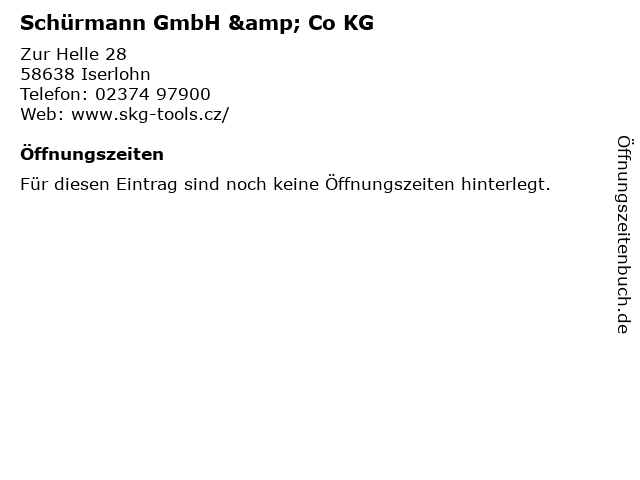 Schürmann GmbH & Co KG in Iserlohn: Adresse und Öffnungszeiten
