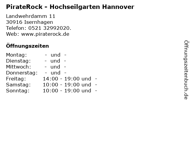 PirateRock - Hochseilgarten Hannover in Isernhagen: Adresse und Öffnungszeiten