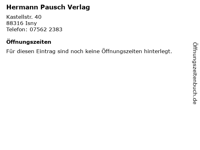 Hermann Pausch Verlag in Isny: Adresse und Öffnungszeiten