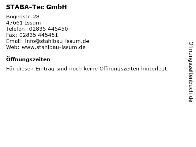 STABA-Tec GmbH in Issum: Adresse und Öffnungszeiten