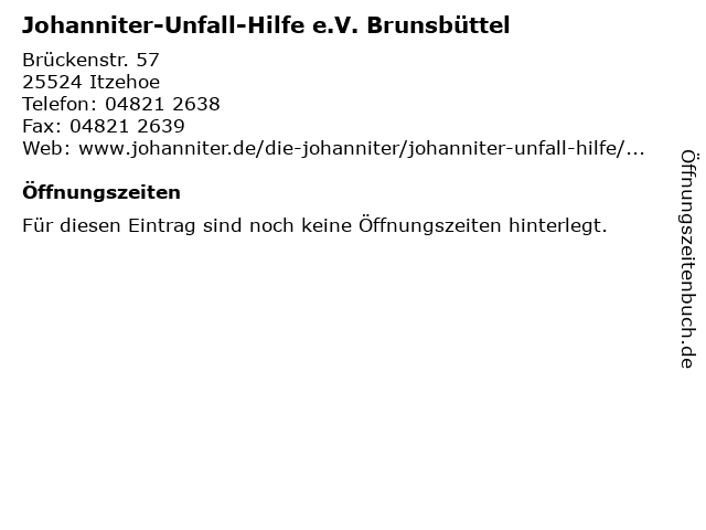 Johanniter-Unfall-Hilfe e.V. Brunsbüttel in Itzehoe: Adresse und Öffnungszeiten