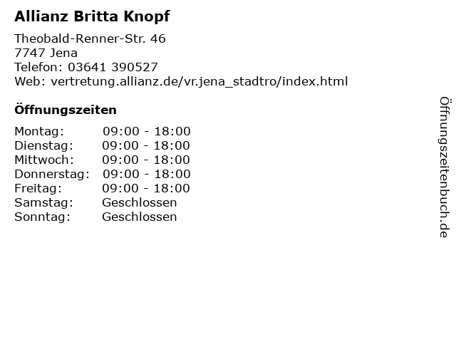 Allianz Britta Knopf in Jena: Adresse und Öffnungszeiten
