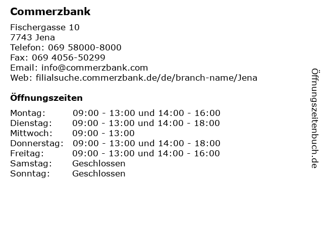 Commerzbank Jena öffnungszeiten Commerzbank Jena öffnungszeiten