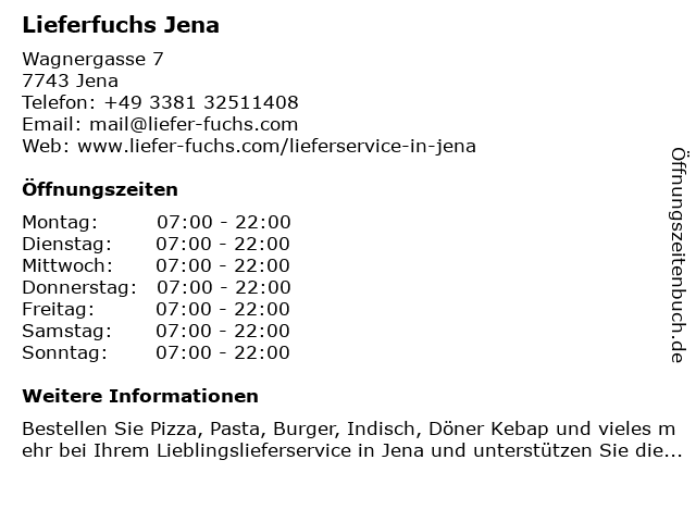 Lieferfuchs Jena in Jena: Adresse und Öffnungszeiten