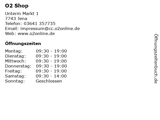 O2 Shop in Jena: Adresse und Öffnungszeiten