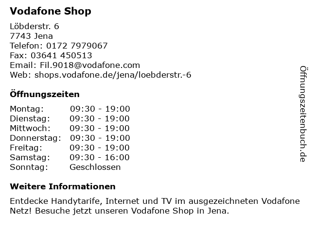 Vodafone Shop in Jena: Adresse und Öffnungszeiten