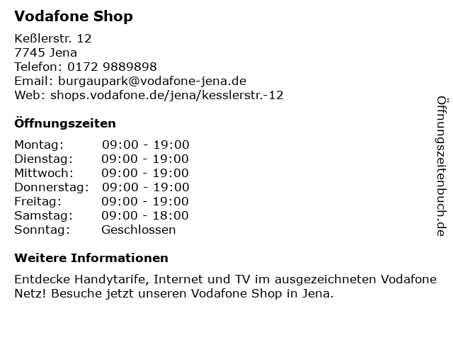 Vodafone Shop in Jena: Adresse und Öffnungszeiten