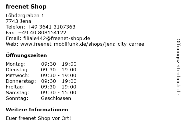 freenet Shop in Jena: Adresse und Öffnungszeiten