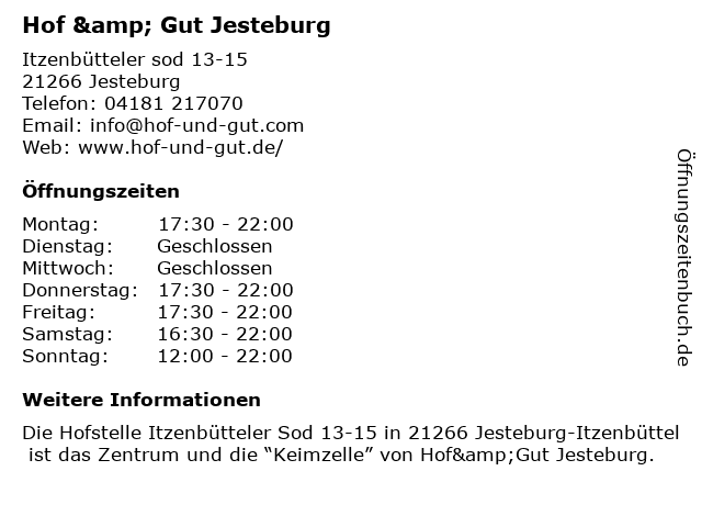 Hof & Gut Jesteburg in Jesteburg: Adresse und Öffnungszeiten