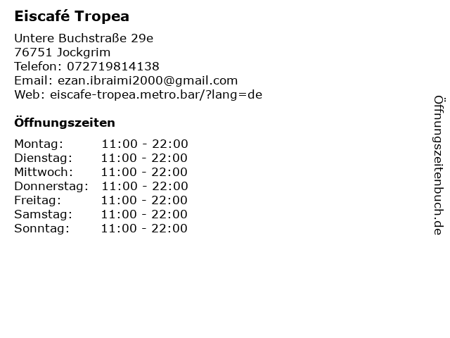 Eiscafé Tropea in Jockgrim: Adresse und Öffnungszeiten