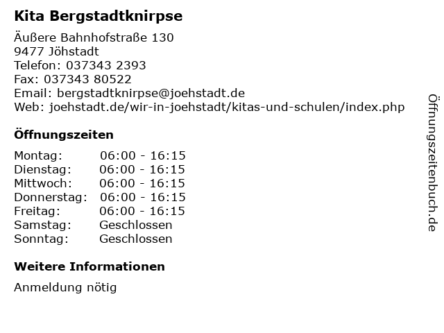 Kita Bergstadtknirpse in Jöhstadt: Adresse und Öffnungszeiten