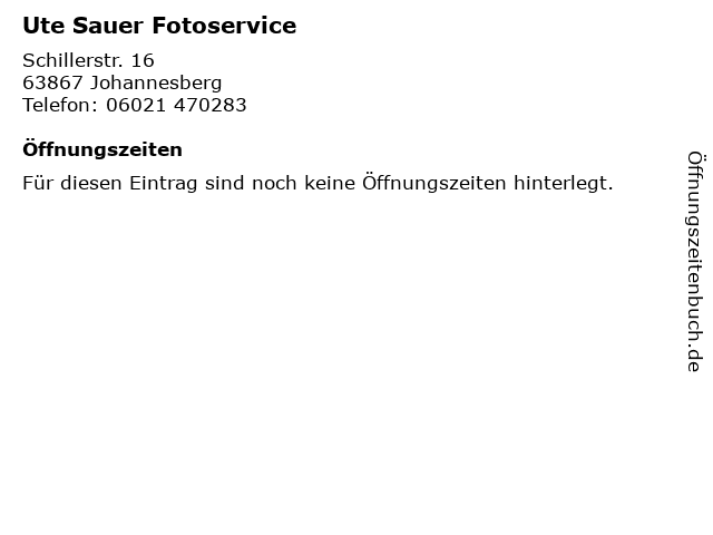 Ute Sauer Fotoservice in Johannesberg: Adresse und Öffnungszeiten