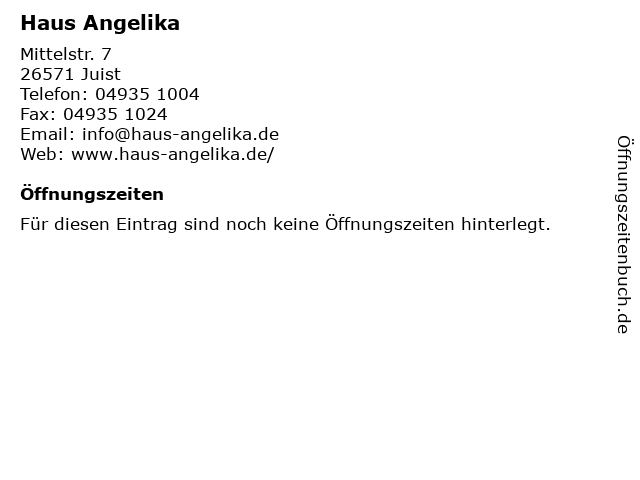 ᐅ Offnungszeiten Haus Angelika Mittelstr 7 In Juist