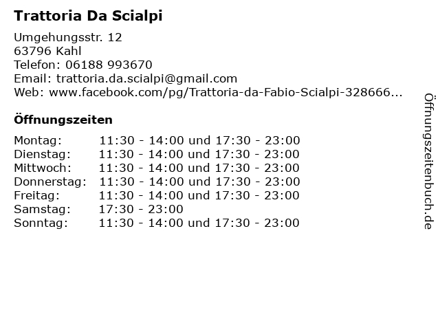 Trattoria Da Scialpi in Kahl: Adresse und Öffnungszeiten