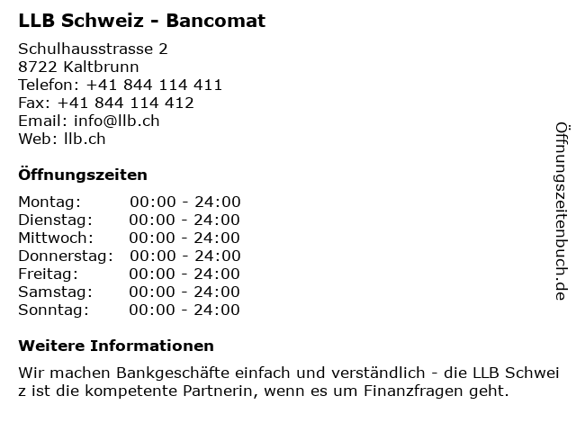 ᐅ Offnungszeiten Bank Linth Bancomat Schulhausstrasse 2 In