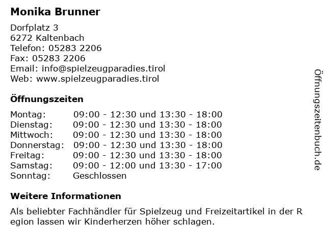 Monika Brunner in Kaltenbach: Adresse und Öffnungszeiten