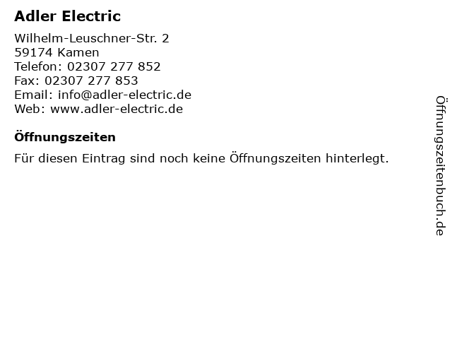 Adler Electric in Kamen: Adresse und Öffnungszeiten
