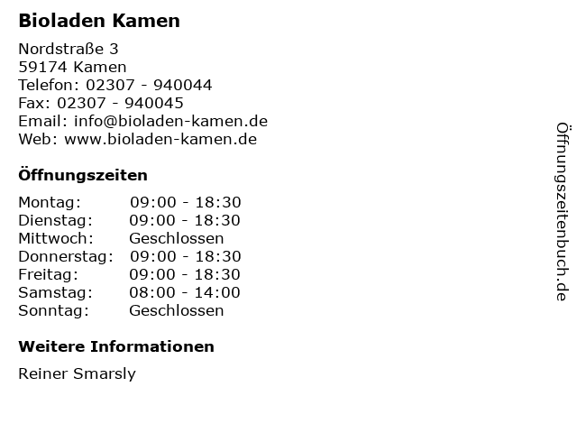 Bioladen Kamen in Kamen: Adresse und Öffnungszeiten