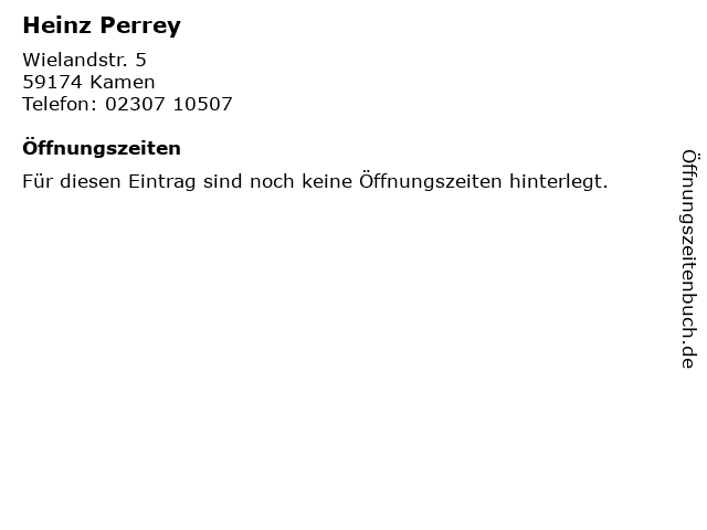Heinz Perrey in Kamen: Adresse und Öffnungszeiten