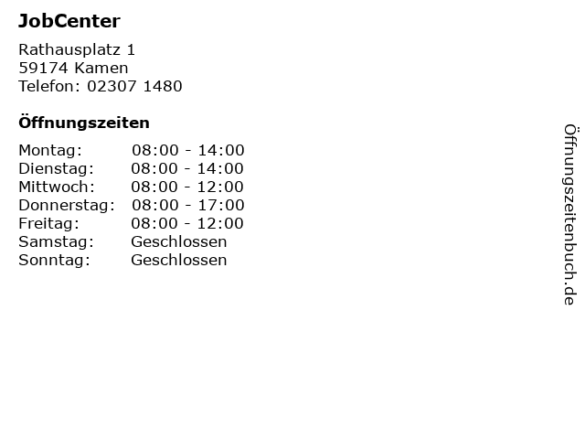 JobCenter in Kamen: Adresse und Öffnungszeiten