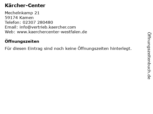 Kärcher-Center in Kamen: Adresse und Öffnungszeiten