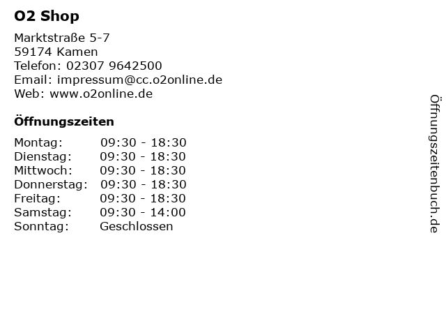 O2 Shop in Kamen: Adresse und Öffnungszeiten