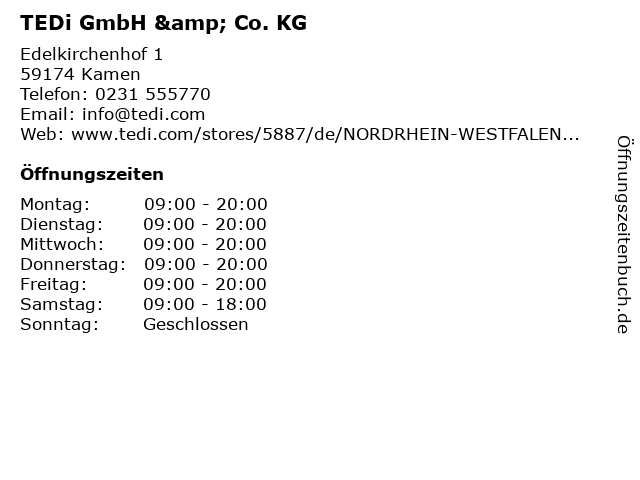 TEDi GmbH & Co. KG in Kamen: Adresse und Öffnungszeiten