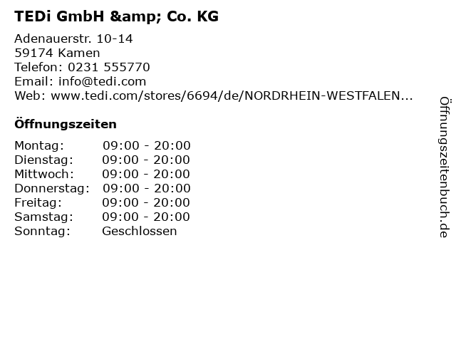 TEDi GmbH & Co. KG in Kamen: Adresse und Öffnungszeiten
