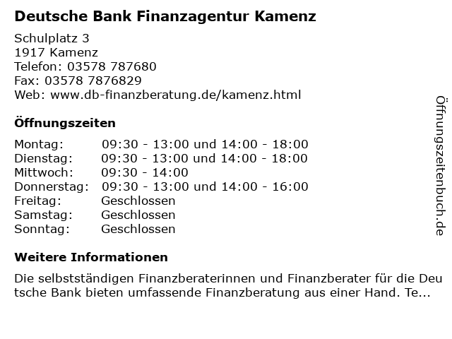 ᐅ Offnungszeiten Finanzagentur Christian Kochbeck Schulplatz