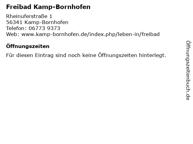 Freibad Kamp-Bornhofen in Kamp-Bornhofen: Adresse und Öffnungszeiten
