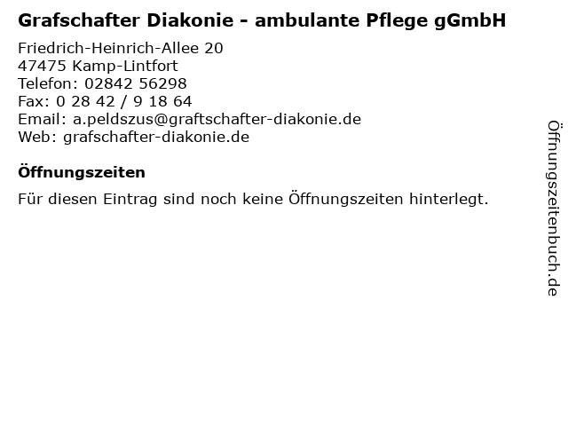 Grafschafter Diakonie - ambulante Pflege gGmbH in Kamp-Lintfort: Adresse und Öffnungszeiten