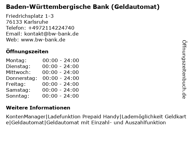 ᐅ Offnungszeiten Bw Bank Baden Wurttembergische Bank
