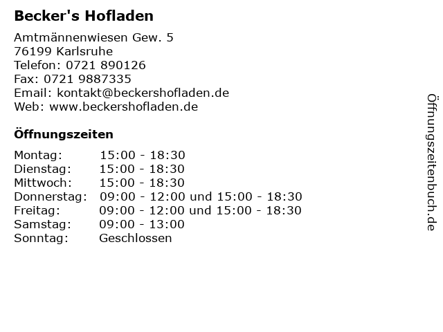 Becker's Hofladen in Karlsruhe: Adresse und Öffnungszeiten