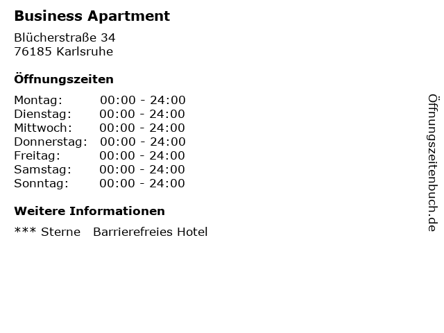 Business Apartment in Karlsruhe: Adresse und Öffnungszeiten