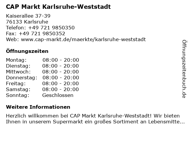 CAP Markt Karlsruhe in Karlsruhe: Adresse und Öffnungszeiten
