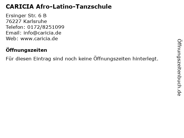 CARICIA Afro-Latino-Tanzschule in Karlsruhe: Adresse und Öffnungszeiten