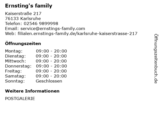 Ernsting's family in Karlsruhe: Adresse und Öffnungszeiten