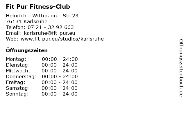 Fit Pur Fitness-Club in Karlsruhe: Adresse und Öffnungszeiten