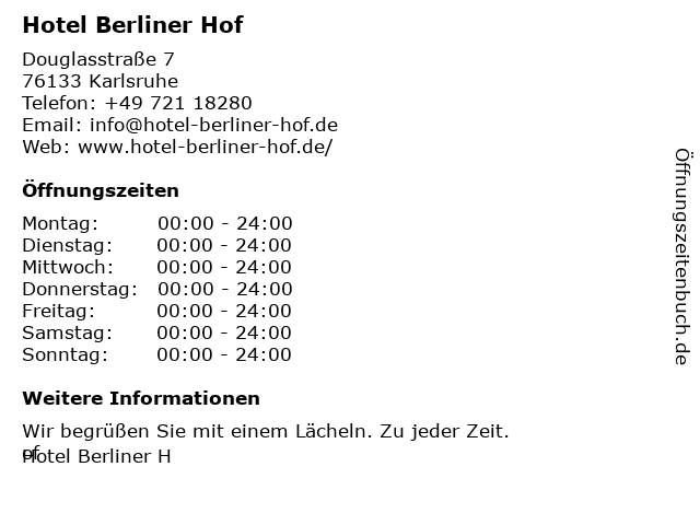 Hotel Berliner Hof in Karlsruhe: Adresse und Öffnungszeiten