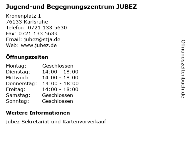 Jugend-und Begegnungszentrum JUBEZ in Karlsruhe: Adresse und Öffnungszeiten