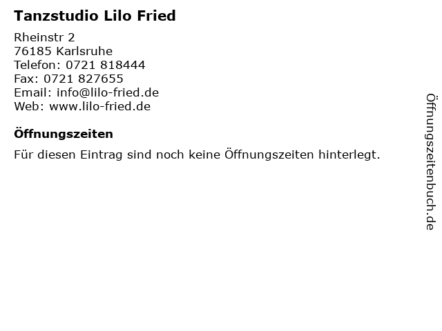 Tanzstudio Lilo Fried in Karlsruhe: Adresse und Öffnungszeiten