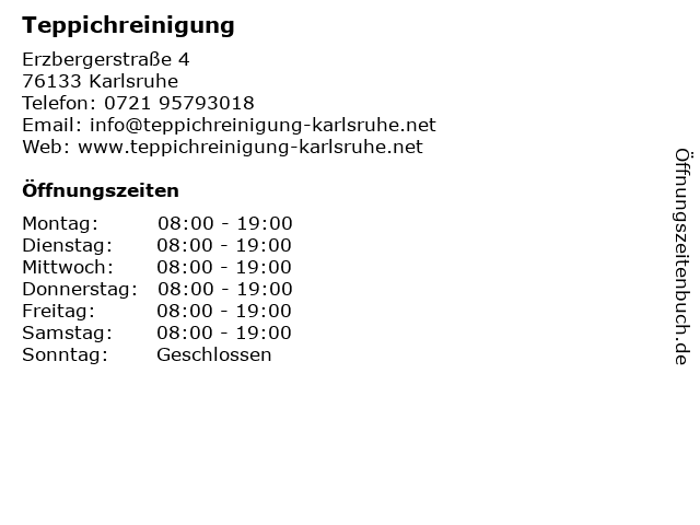 Teppichreinigung in Karlsruhe: Adresse und Öffnungszeiten