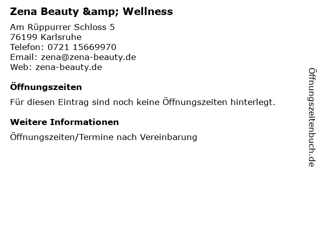 Zena Beauty & Wellness in Karlsruhe: Adresse und Öffnungszeiten